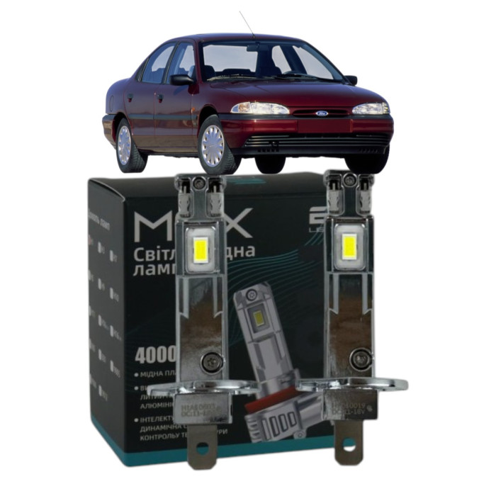 LED лампы Ford Mondeo I 1993-1996 H1 M6X дальний свет (4000Lm 5500K) / Форд Мондео 1 (комплект 2 шт.)