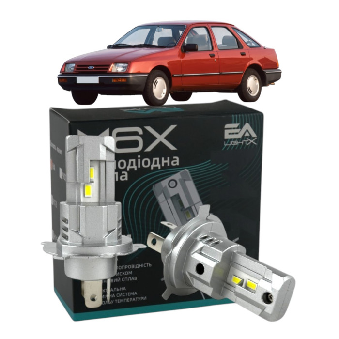 LED лампы Ford Sierra 1982-1993 H4 M6X ближний/дальний свет (4000Lm 5500K) / Форд Сиерра (комплект 2 шт.)
