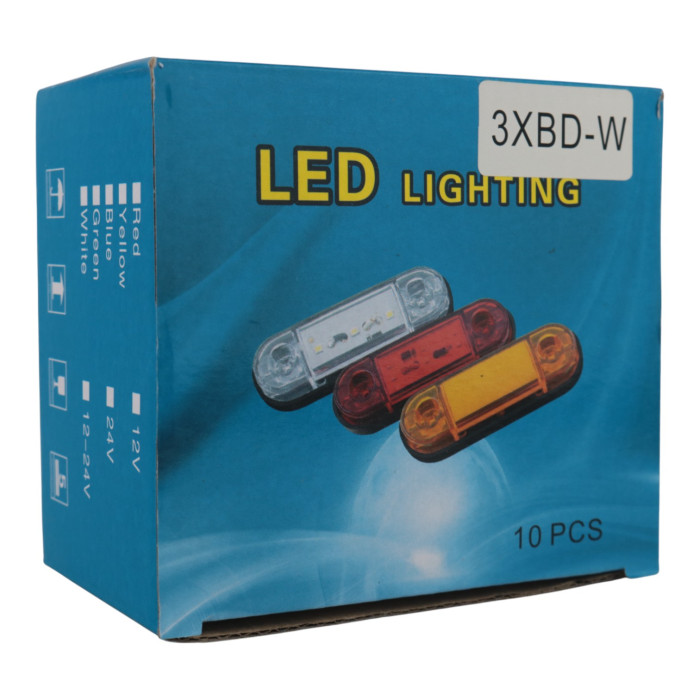 Светодиодный габаритный фонарь EA Light X 12-24V 3 SMD белый маркерный 2395 для прицепов и грузовиков