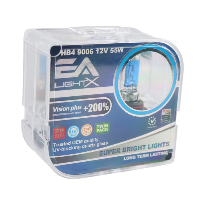 Галогенные лампы HB4 (9006) EA Light X 12V 55W P22d VISION PLUS +200% (комплект 2 шт.)