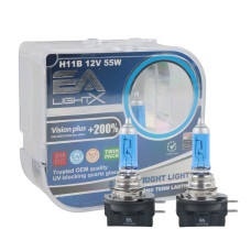  Галогенные лампы H11B EA Light X 12V 55W PGJY19-2 VISION PLUS +200% (комплект 2 шт.)