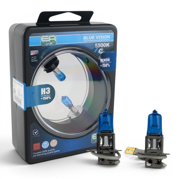 Галогенні лампи H3 12V 55W 5500K Blue Vision +150% (комплект 2 шт.)