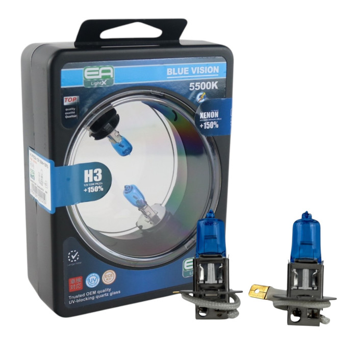 Галогенні лампи H3 12V 55W 5500K Blue Vision +150% (комплект 2 шт.)
