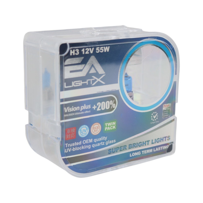 Галогенні лампи H3 EA Light X 12V 55W PK22s VISION PLUS +200% (комплект 2 шт.)
