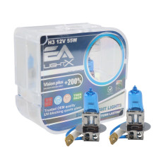 Галогенные лампы H3 EA Light X 12V 55W PK22s VISION PLUS +200% (комплект 2 шт.)