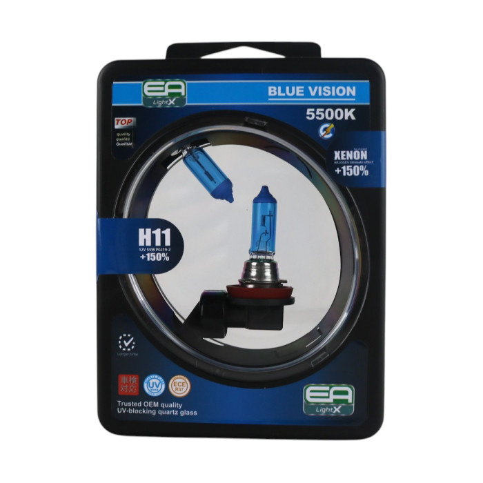 Комплект галогенных ламп EA Light X H11 Blue Vision +150% 5500K 12V 55W (2 шт.)
