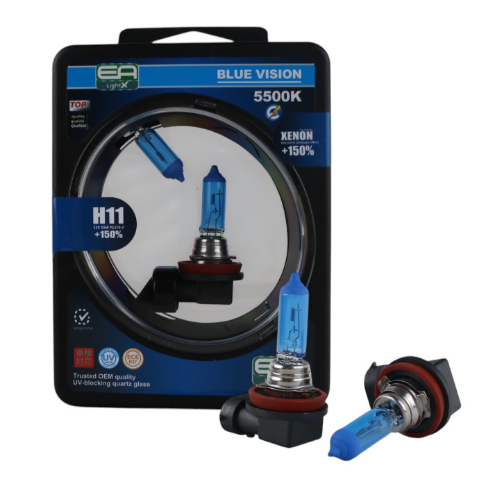 Комплект галогенных ламп EA Light X H11 Blue Vision +150% 5500K 12V 55W (2 шт.)
