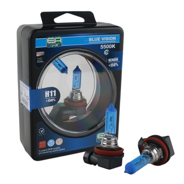 Комплект галогенных ламп EA Light X H11 Blue Vision +150% 5500K 12V 55W (2 шт.)