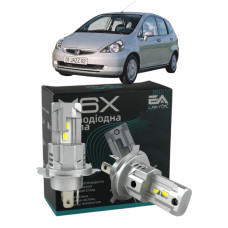 LED лампы Honda Jazz 2002-2008 H4 M6X ближний/дальний свет (4000Lm 5500K) / Хонда Джаз (комплект 2 шт.)