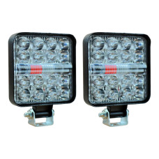 Комплект LED фар 26W 6000K квадратних Mini (біле світло + жовтий стробоскоп, 2 шт.)