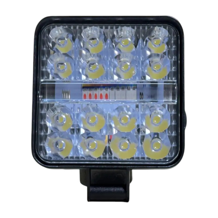 Комплект LED фар 26W 6000K квадратных Mini (белый свет + желтый стробоскоп, 2 шт.)