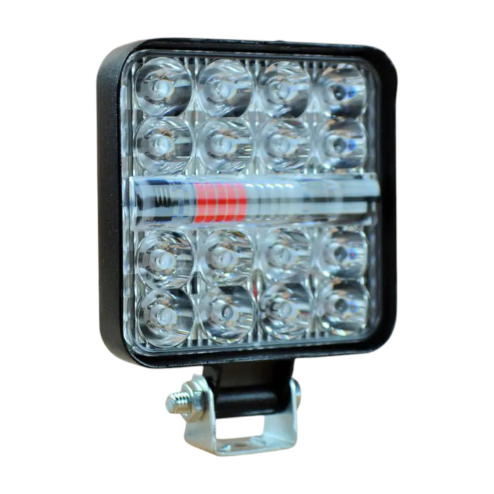 Комплект LED фар 26W 6000K квадратных Mini (белый свет + желтый стробоскоп, 2 шт.)