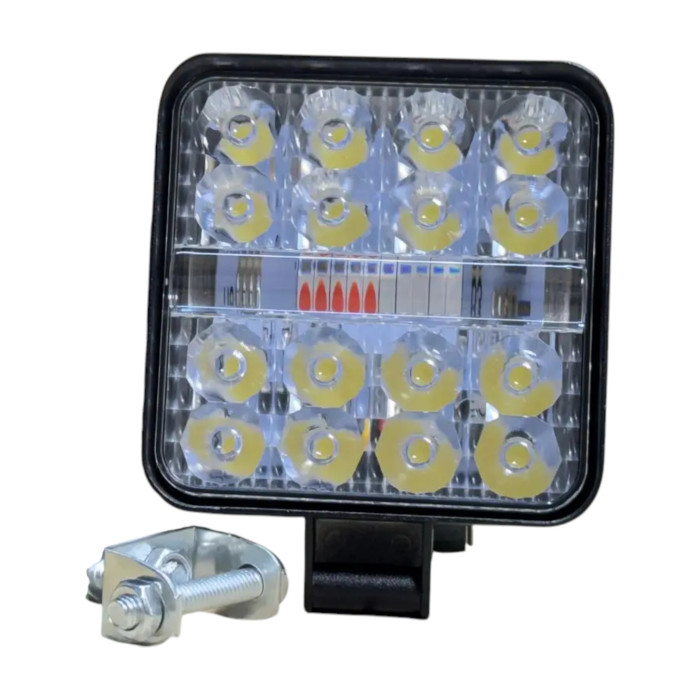 Комплект LED фар 26W 6000K квадратных Mini (белый свет + желтый стробоскоп, 2 шт.)