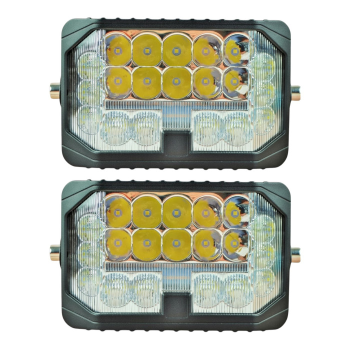 Комплект LED фар 96W 6000K прямоугольных (дальний+ближний+желтый свет, 2 шт.)
