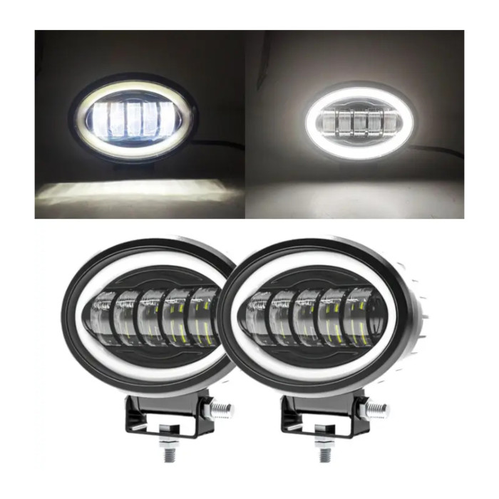 Комплект LED фар JR 50W-2 13.5см (с четкой СТГ, DRL, 2 шт.)