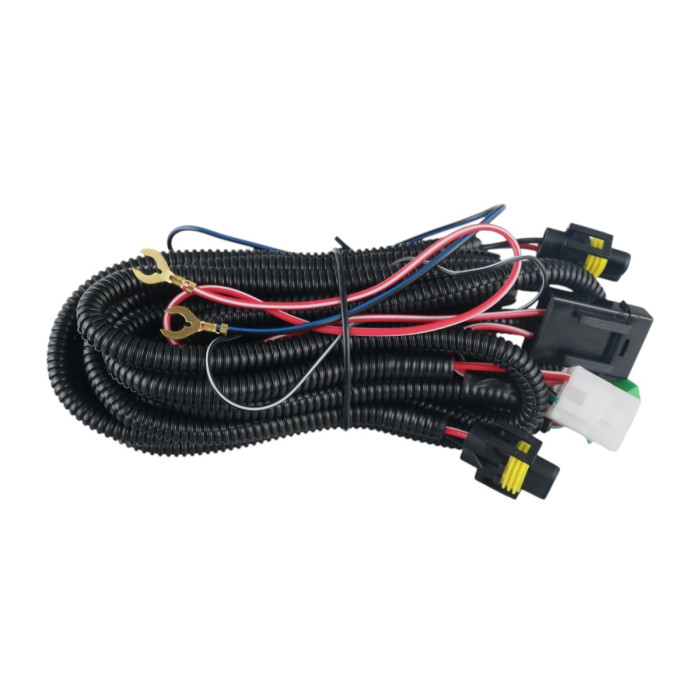 Проводка для подключения LED балок и ПТФ H11 H8 H9 H16 с реле 12V 40A и прямоугольной кнопкой EA Light X (1 шт)