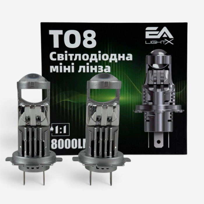 Світлодіодні LED лампи H7 EA Light X T08 40W 5500K 8000Lm 11V-18V лінзовані міні бі-лед (комплект 2 шт.)