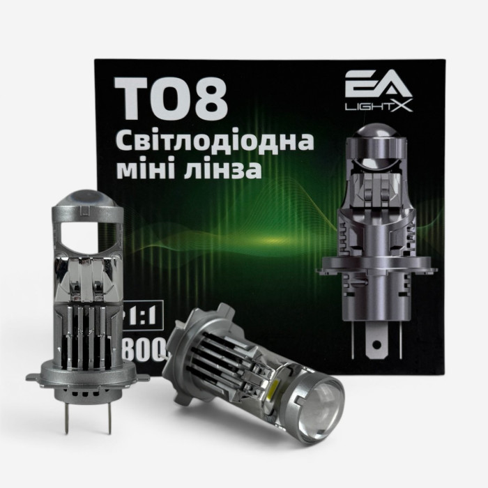 Світлодіодні LED лампи H7 EA Light X T08 40W 5500K 8000Lm 11V-18V лінзовані міні бі-лед (комплект 2 шт.)