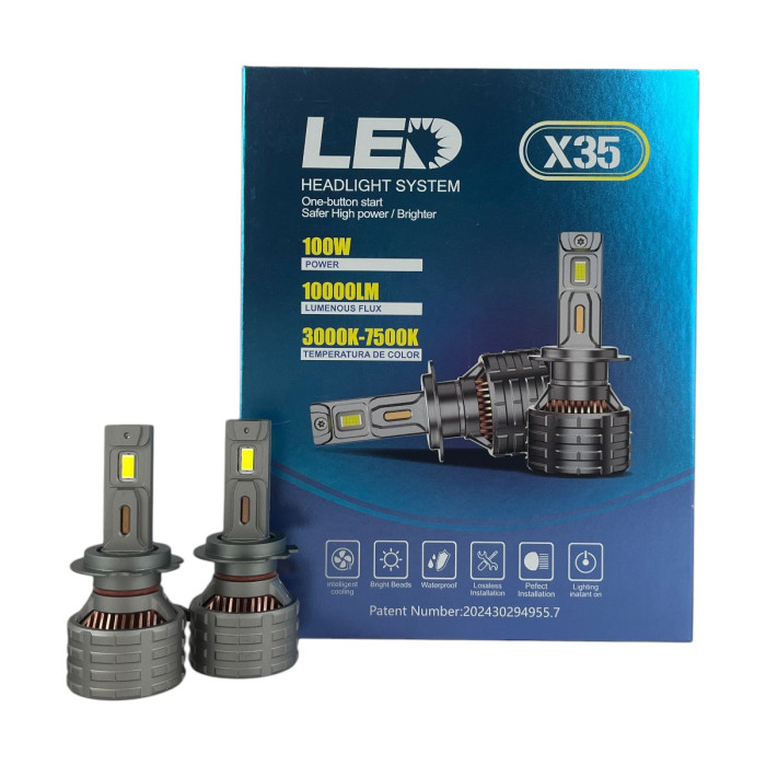 LED лампи H7 18000LM 100W X35 EA Light X 5500K (комплект 2 шт.)