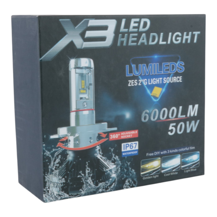 Світлодіодні лампи H3 EA Light X X3 6000Lm 6000K 12-24V 2 шт
