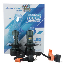 Светодиодные LED лампы H4 Aozoom 24V 6000K 15000Lm 24V линзованные мини би-лед кулер (комплект 2 шт.)