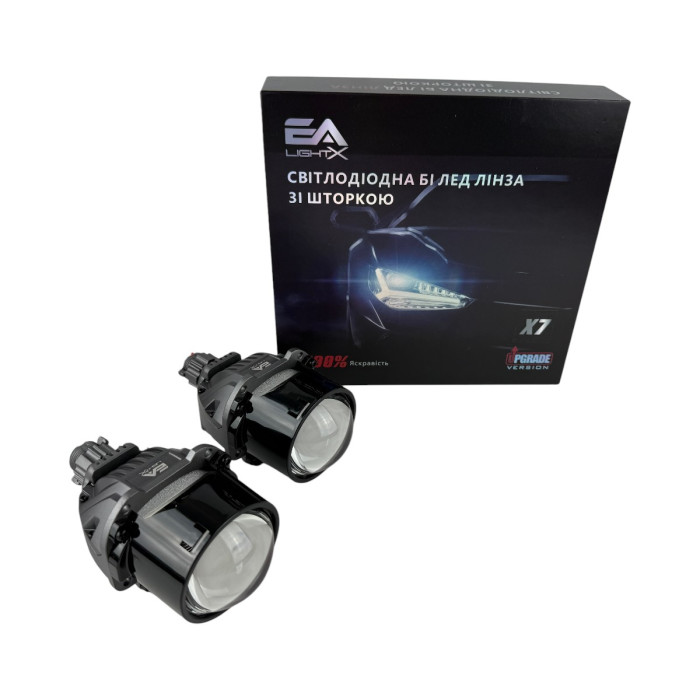 Bi-LED линзы 2.5" X7 EA Light X 58/68W 6000K двойной рефлектор ближний/дальний свет (2 шт.) (03627)