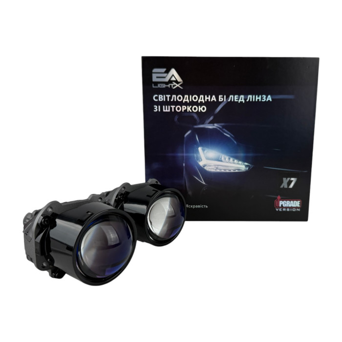 Bi-LED линзы 2.5" X7 EA Light X 58/68W 6000K двойной рефлектор ближний/дальний свет (2 шт.) (03627)