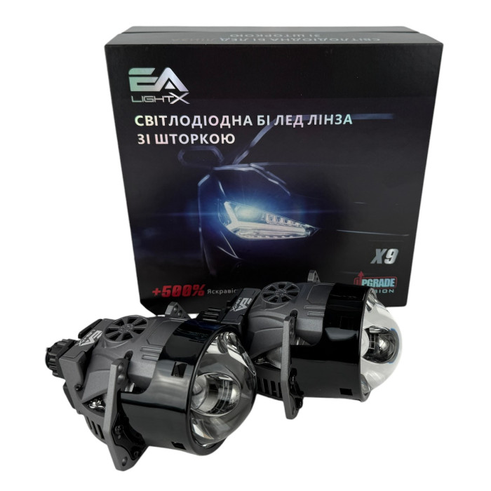 Bi-LED линзы 3.0" X9 EA Light X 55/95W 6000K двойной рефлектор ближний/дальний свет (2 шт.) (03629)