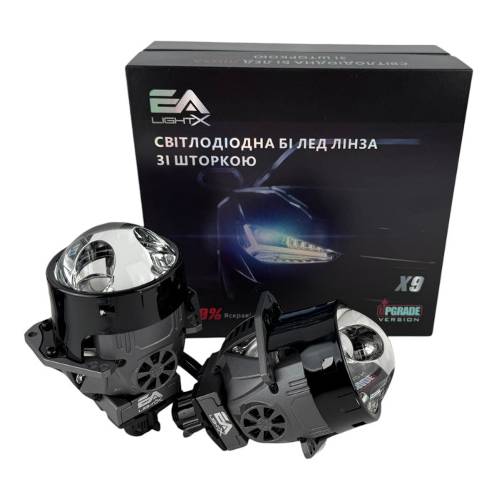 Bi-LED линзы 3.0" X9 EA Light X 55/95W 6000K двойной рефлектор ближний/дальний свет (2 шт.) (03629)