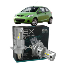 LED лампы Mazda 2 II 2007- H4 M6X ближний/дальний свет (4000Lm 5500K) / Мазда 2 (комплект 2 шт.)