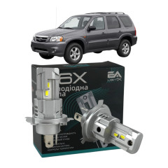 LED лампи Mazda Tribute 2000-2008 H4 M6X ближнє/дальнє світло (4000Lm 5500K) / Мазда Трібьют (комплект 2 шт.)