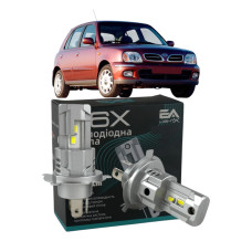 LED лампы Nissan Micra II 1992-2003 H4 M6X ближний/дальний свет (4000Lm 5500K) / Ниссан Микра 2 (комплект 2 шт.)