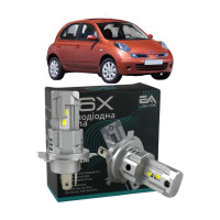 LED лампы Nissan Micra III 2003-2010 H4 M6X ближний/дальний свет (4000Lm 5500K) / Ниссан Микра 3 (комплект 2 шт.)