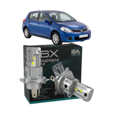 LED лампи Nissan Tiida 2007- H4 M6X ближнє/дальнє світло (4000Lm 5500K) / Ніссан Тііда (комплект 2 шт.)