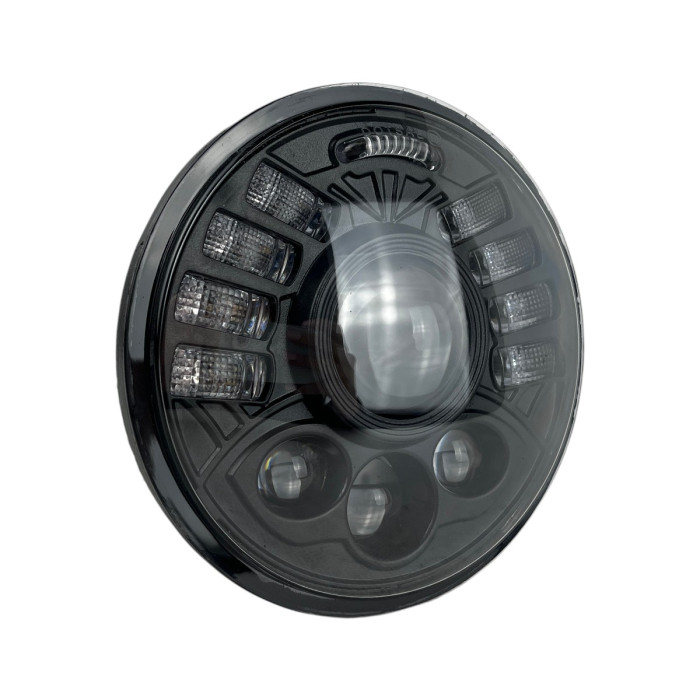 Светодиодная Bi-LED фара Light X 5.75" для ВАЗ 2106, Нива, Jeep CJ (линза, 60W, ДХО/ангельские глазки) (1 шт.)