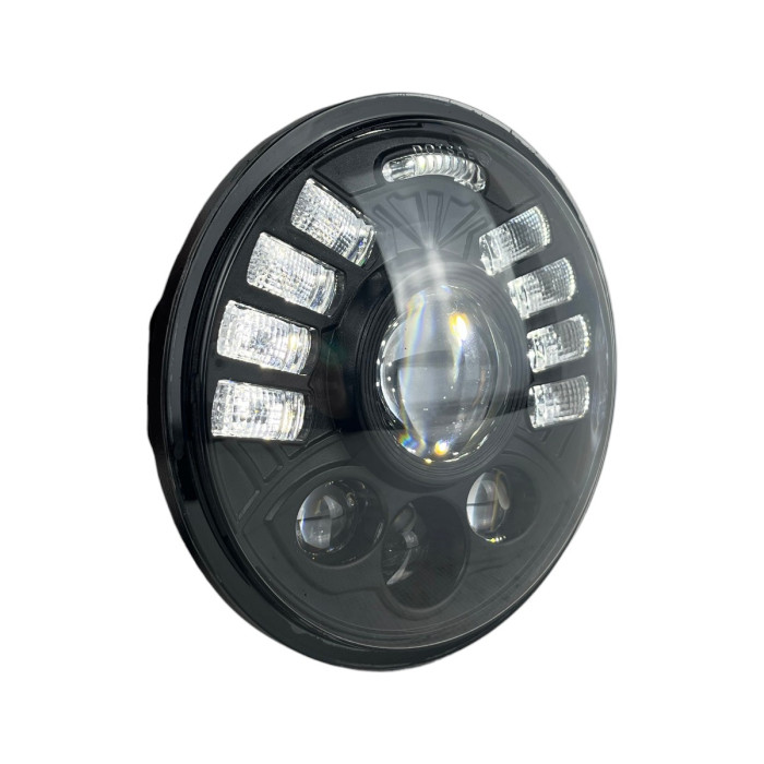 Светодиодная Bi-LED фара Light X 5.75" для ВАЗ 2106, Нива, Jeep CJ (линза, 60W, ДХО/ангельские глазки) (1 шт.)