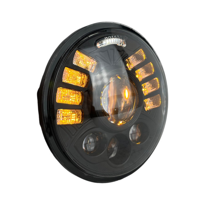 Светодиодная Bi-LED фара Light X 5.75" для ВАЗ 2106, Нива, Jeep CJ (линза, 60W, ДХО/ангельские глазки) (1 шт.)