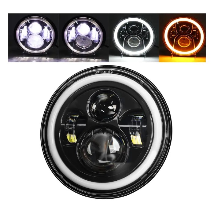 Универсальная светодиодная Bi-LED фара 7" (178 мм) для ВАЗ, Нива, УАЗ, Jeep, G-Wagen (ДХО, поворот, линза, 1 шт.)