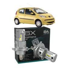 LED лампы Peugeot 107 2005- H4 M6X ближний/дальний свет (4000Lm 5500K) / Пежо 107 (комплект 2 шт.)
