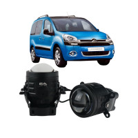 Противотуманные LED линзы Citroen Berlingo 2008-2018 А1 90W с СТГ бело-желтые / противотуманные фары Ситроен Берлинго (2 шт.)
