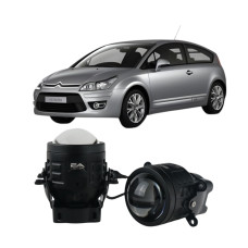 Противотуманные LED линзы Citroen C4 2004-2010 А1 90W с СТГ бело-желтые / противотуманные фары Ситроен С4 (2 шт.)