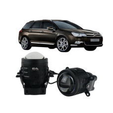 Противотуманные LED линзы Citroen C5 2008-2017 А1 90W с СТГ бело-желтые / противотуманные фары Ситроен С5 (2 шт.)