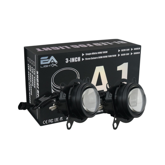 Противотуманные Bi-LED линзы DAF CF65 A1 EA Light X бело-желтый свет 90W/ДАФ 65 (комплект 2 шт.)