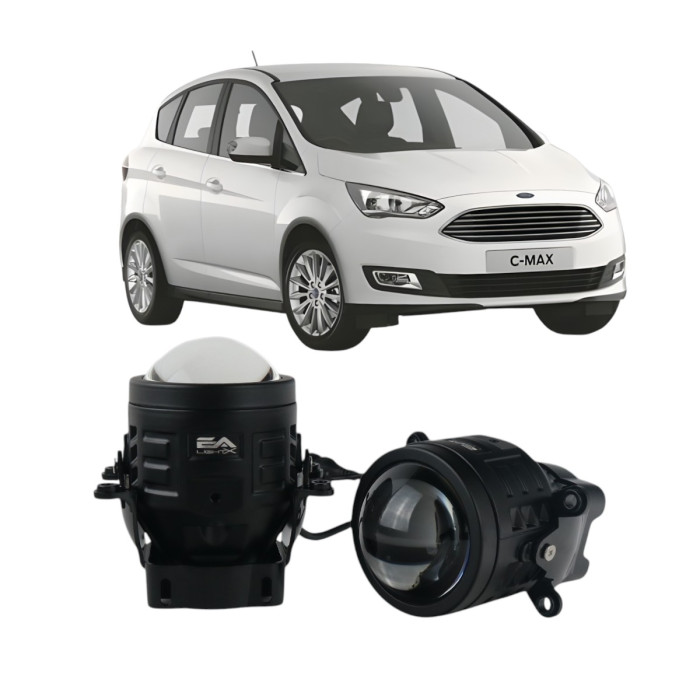 Протитуманні LED лінзи Ford C-Max 2003-2019 А1 90W з СТГ біло-жовті / протитуманні фари Форд Сі-Макс (2 шт.)
