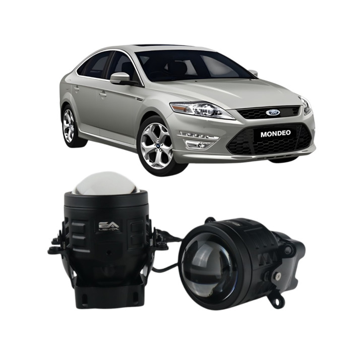 Протитуманні LED лінзи Ford Mondeo 4 2007-2014 А1 90W з СТГ біло-жовті / протитуманні фари Форд Мондео (2 шт.)