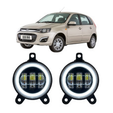 Противотуманные LED фары Lada Kalina 2 2013-2018 30W белый свет СТГ с ДХО и повторителем поворота JR-W-3 / Лада Калина 2 (2 шт.)