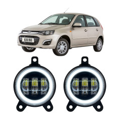 Противотуманные LED фары Lada Kalina 2 2013-2018 30W белый свет СТГ с ДХО и повторителем поворота JR-W-3 / Лада Калина 2 (2 шт.)