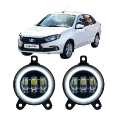 Противотуманные LED фары Lada Granta 2011-2018 30W белый свет СТГ с ДХО и повторителем поворота JR-W-3 / Лада Гранта (2 шт.)