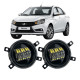 Противотуманные LED фары Lada Vesta 2015-2022 90мм 30W белый свет СТГ JR-W-6 / Лада Веста (2 шт.)