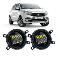 Противотуманные LED фары Lada XRAY 2015-2022 90мм 30W белый свет СТГ JR-W-6 / Лада Х-Рей (2 шт.)